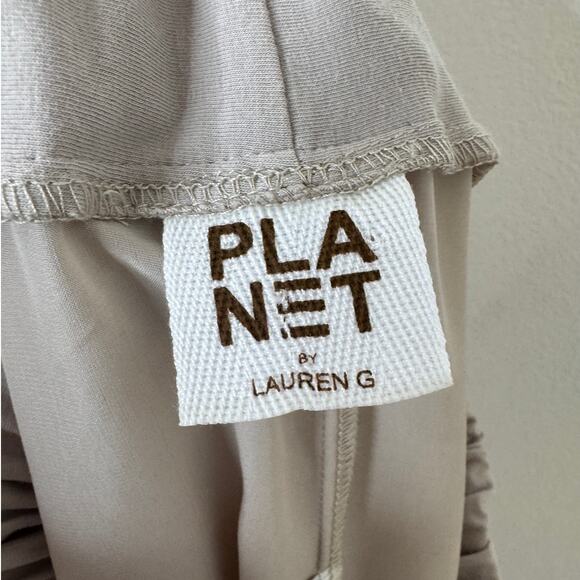 Planet by Lauren G Size 3 Cream Beige Polysilk Drawstring Crop Pant 14/16 1X XL - Picture 3 of 13